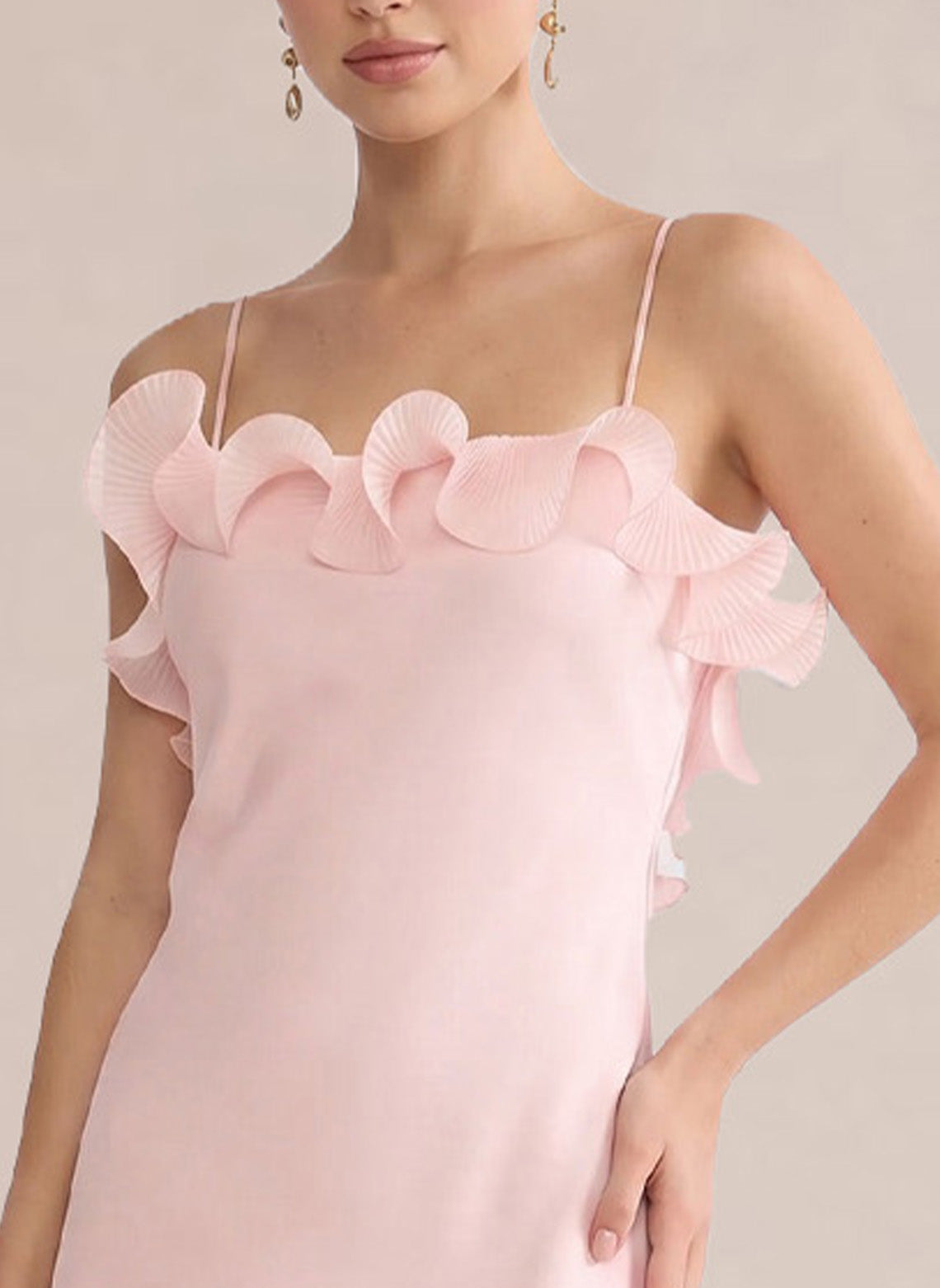 Women's Pink Ruffles Chiffon Layer Formal Wedding Guest Dress 5