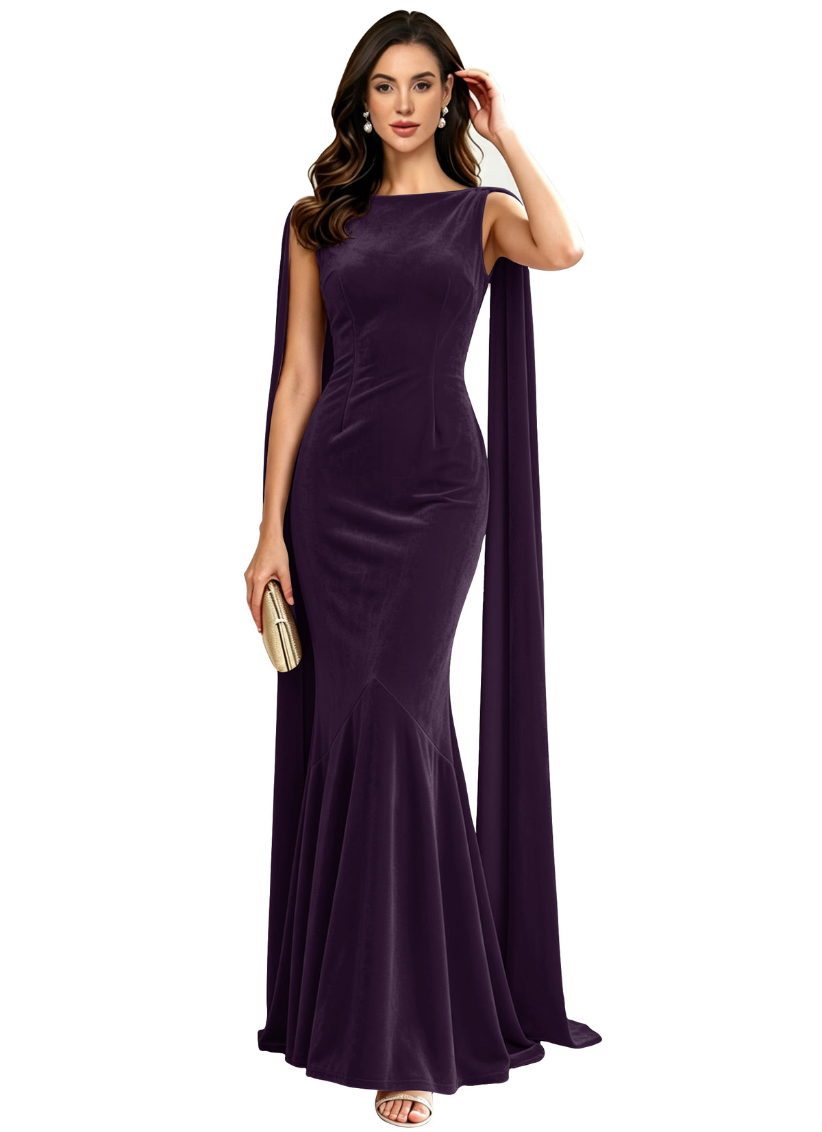Velvet A-line Mermaid Formal Evening Dress