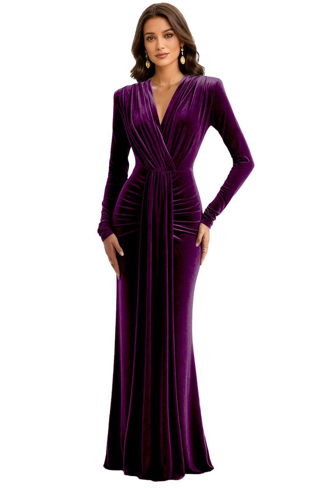 Velvet V Neck Mermaid Formal Prom Dress