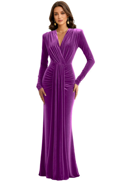 Velvet V Neck Mermaid Formal Prom Dress