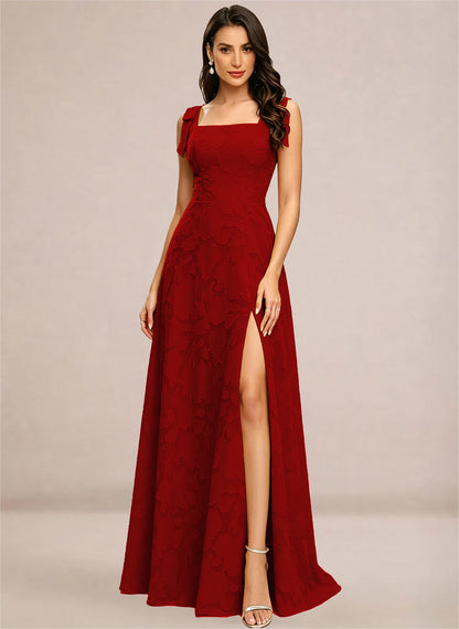 Chiffon Floral A-line Square Neck Bridesmaid Dresses