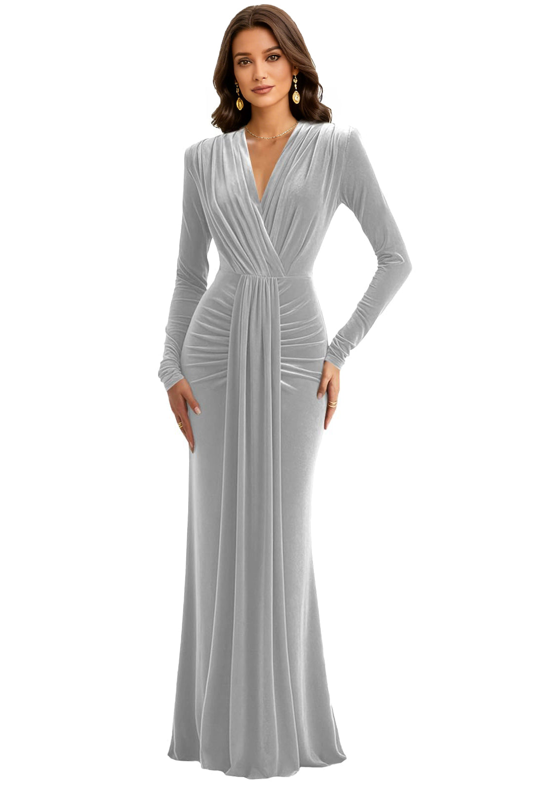 Velvet V Neck Mermaid Formal Prom Dress