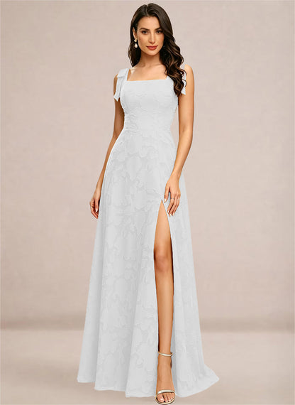 Chiffon Floral A-line Square Neck Bridesmaid Dresses