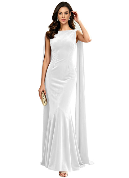 Velvet A-line Mermaid Formal Evening Dress
