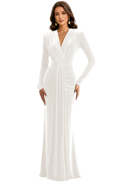 Velvet V Neck Mermaid Formal Prom Dress