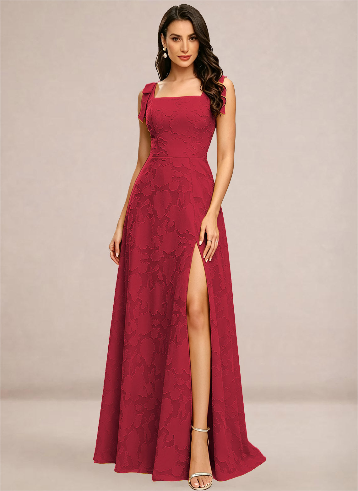 Chiffon Floral A-line Square Neck Bridesmaid Dresses