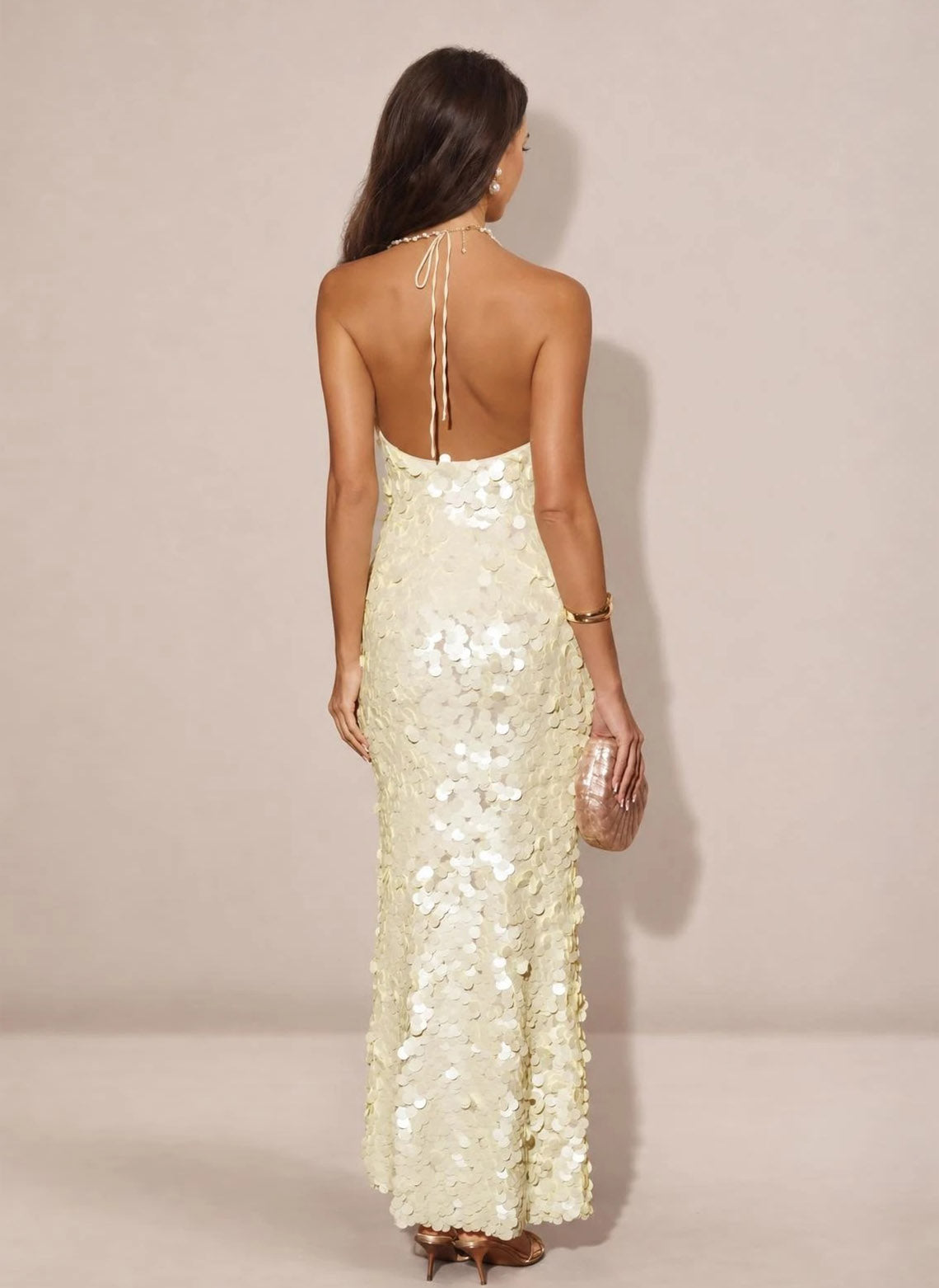 Sparkly Sequin V-neck Mrmaid Maxi Formal Prom Dress 2