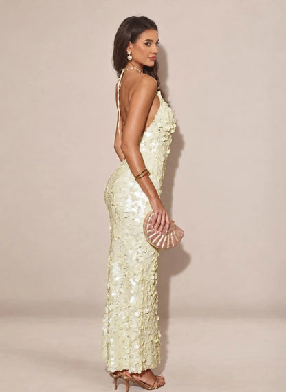 Sparkly Sequin V-neck Mrmaid Maxi Formal Prom Dress 4
