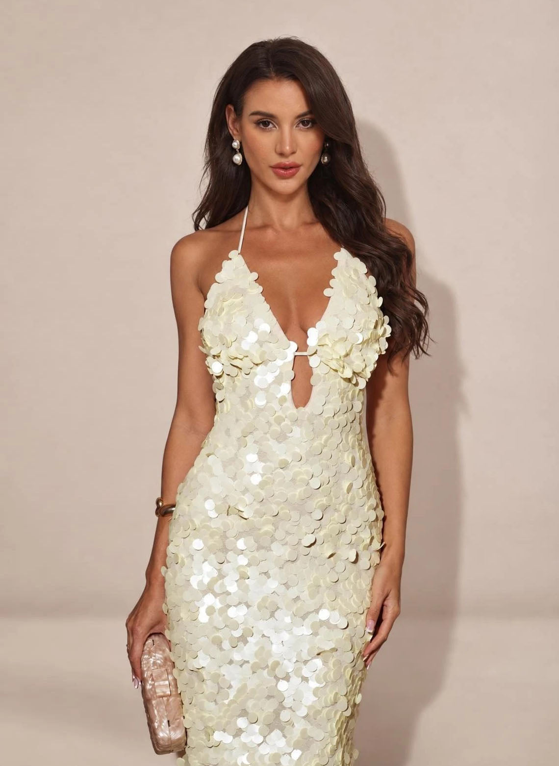 Sparkly Sequin V-neck Mrmaid Maxi Formal Prom Dress 5